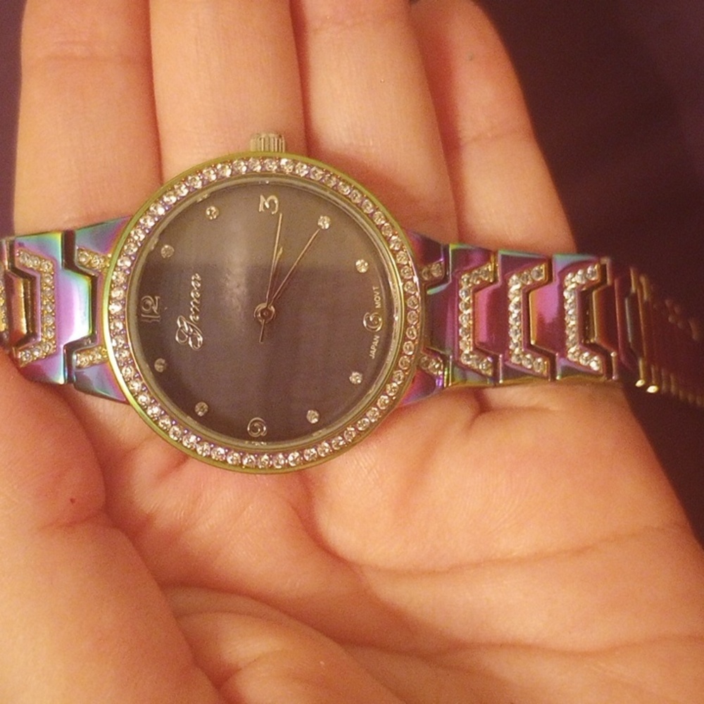 Genoa Simulated Diamond Japanese Movement Bracelet Watch in Silvertone